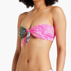 Mara Hoffman Pink and Black Paisley Bandeau Bikini